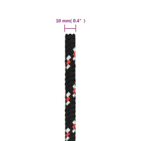 Produktbild för Båtlina svart 10 mm 100 m polypropen