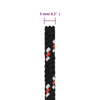 Produktbild för Båtlina svart 5 mm 100 m polypropen