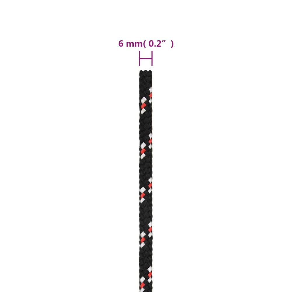 Produktbild för Båtlina svart 6 mm 250 m polypropylen
