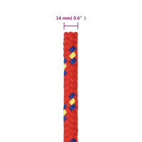 Produktbild för Båtlina röd 14 mm 25 m polypropen