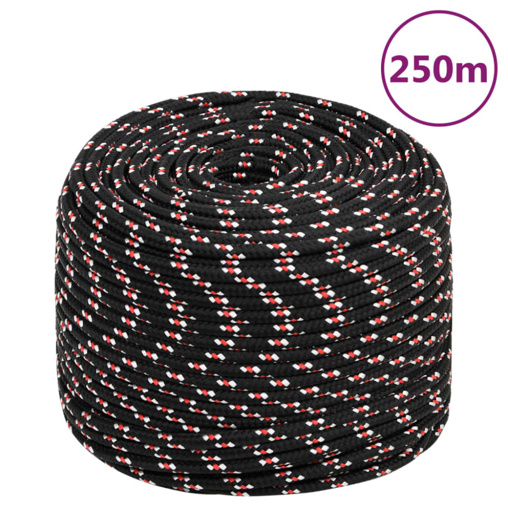 Produktbild för Båtlina svart 8 mm 250 m polypropylen