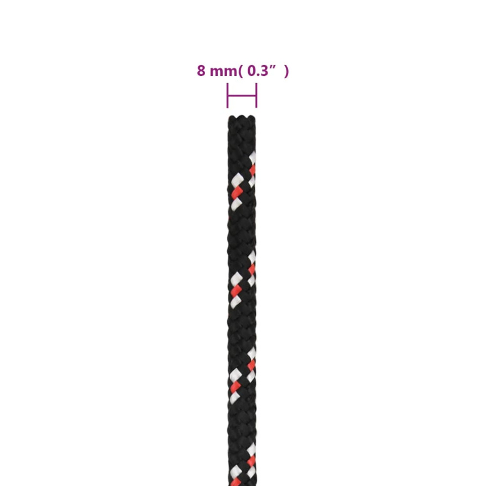 Produktbild för Båtlina svart 8 mm 250 m polypropylen