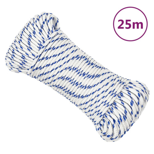 vidaXL Båtlina vit 5 mm 25 m polypropylen