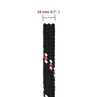 Produktbild för Båtlina svart 18 mm 25 m polypropen