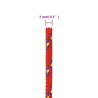 Produktbild för Båtlina röd 3 mm 25 m polypropen