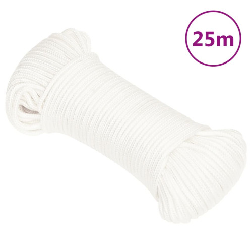 vidaXL Båtlina helvit 4 mm 25 m polypropylen