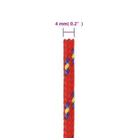 Produktbild för Båtlina röd 4 mm 25 m polypropen