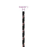 Produktbild för Båtlina svart 6 mm 25 m polypropen