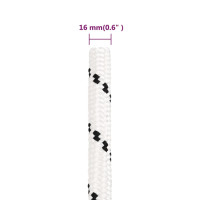Produktbild för Båtlina flätad vit 16 mm x 50 m polyester