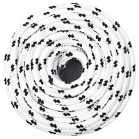 Produktbild för Båtlina flätad vit 8 mm x 25 m polyester