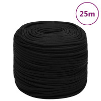 Produktbild för Rep svart 6 mm 25 m polyester