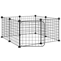 Produktbild för Husdjursbur svart 8 paneler 35x35 cm stål
