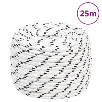 Produktbild för Båtlina flätad vit 12 mm x 25 m polyester