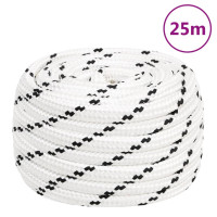 Produktbild för Båtlina flätad vit 18 mm x 25 m polyester