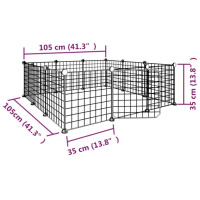 Produktbild för Husdjursbur svart 12 paneler 35x35 cm stål