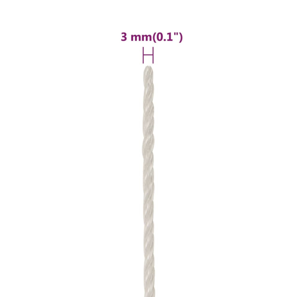 Produktbild för Rep vit 3 mm 250 m polypropylen