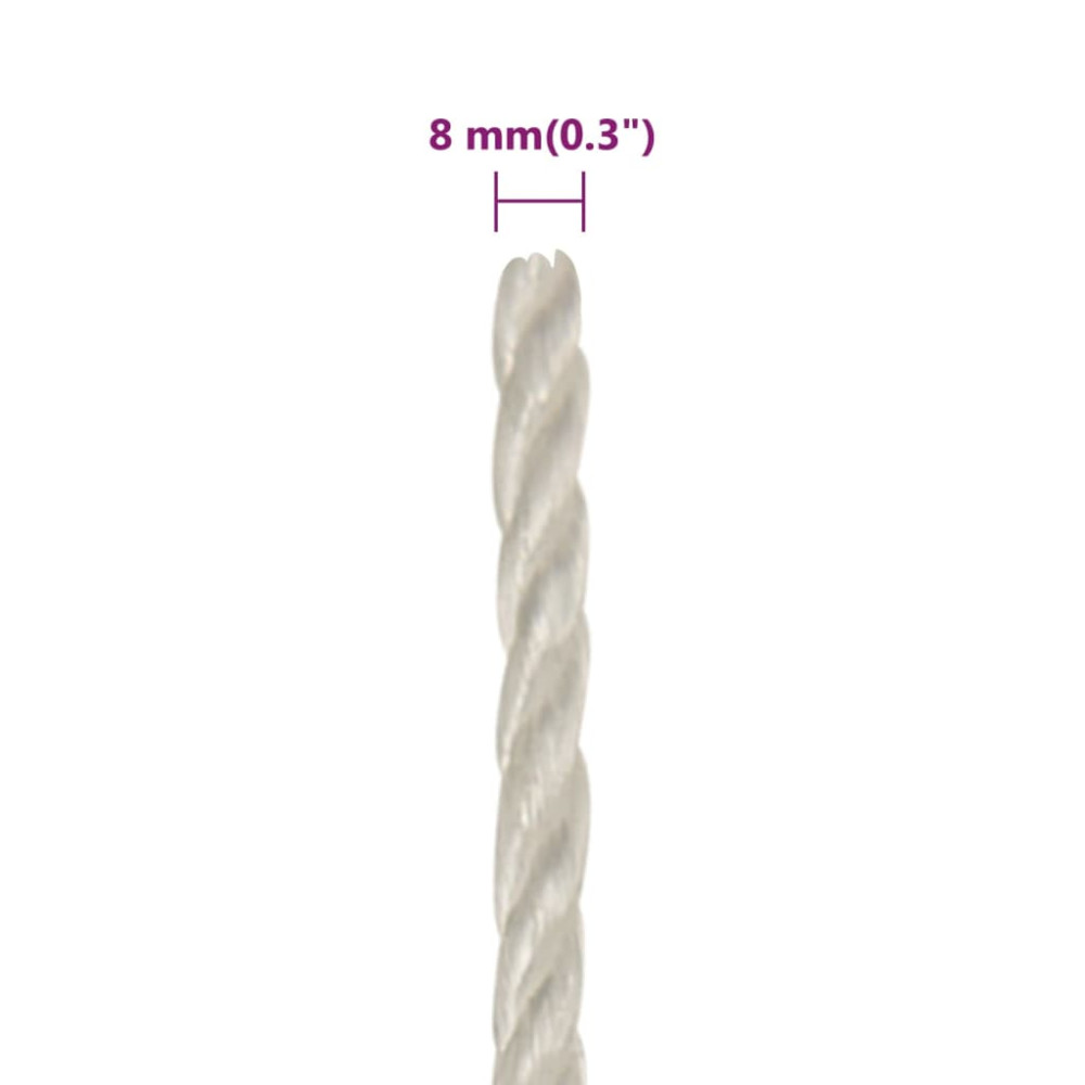 Produktbild för Rep vit 8 mm 500 m polypropylen