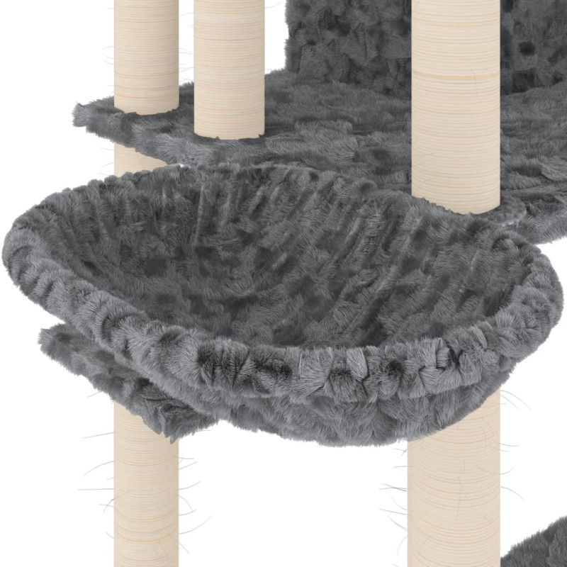 Produktbild för Katträd med klöspelare i sisal mörkgrå 191 cm