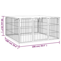 Produktbild för Hundbur 4 paneler svart 100 x 50 cm pulverlackerat stål