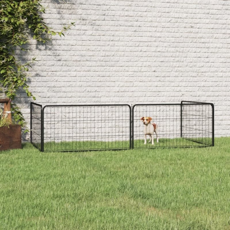Produktbild för Hundbur 4 paneler svart 100 x 50 cm pulverlackerat stål
