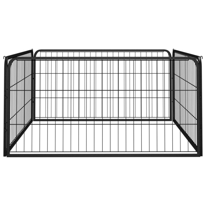 Produktbild för Hundbur 4 paneler svart 100 x 50 cm pulverlackerat stål