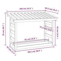 Produktbild för Vedställ 108x64,5x78 cm massiv furu