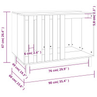 Produktbild för Hundkoja vit 90x60x67 cm massiv furu