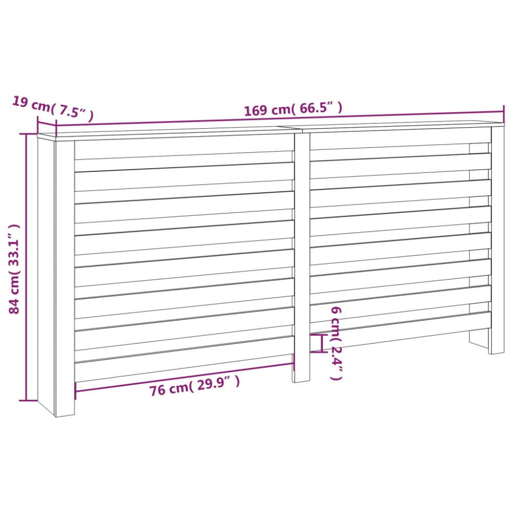 Produktbild för Elementskydd vit 169x19x84 cm massiv furu
