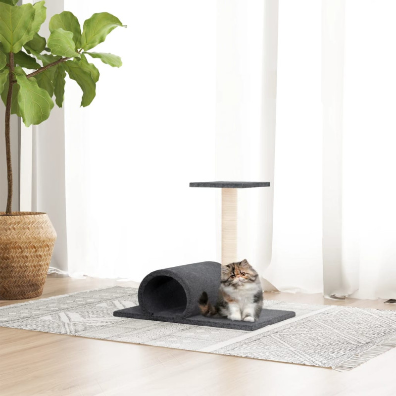 Produktbild för Klöspelare för katt med tunnel Mörkgrå 60x34,5x50 cm