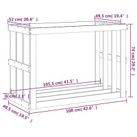 Produktbild för Vedställ 108x52x74 cm massiv furu