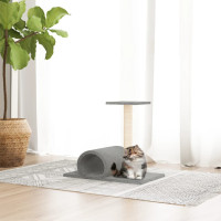 Produktbild för Klöspelare för katt med tunnel ljusgrå 60x34,5x50 cm