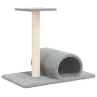 Produktbild för Klöspelare för katt med tunnel ljusgrå 60x34,5x50 cm