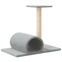 Produktbild för Klöspelare för katt med tunnel ljusgrå 60x34,5x50 cm