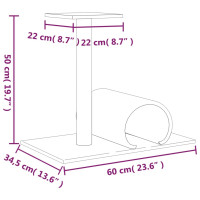 Produktbild för Klöspelare för katt med tunnel ljusgrå 60x34,5x50 cm