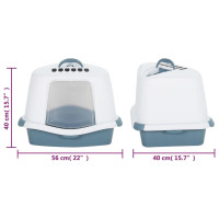 Miniatyr av produktbild för Kattlåda vit och blå 56x40x40 cm PP