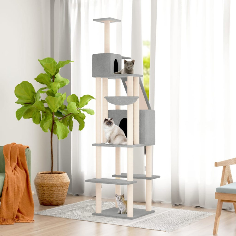 Produktbild för Katträd med klöspelare sisal ljusgrå 201 cm
