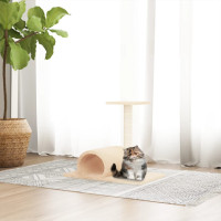 Miniatyr av produktbild för Klöspelare för katt med tunnel gräddvit 60x34,5x50 cm