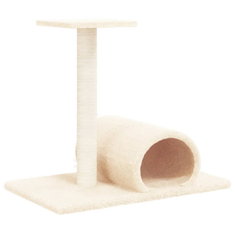 Produktbild för Klöspelare för katt med tunnel gräddvit 60x34,5x50 cm
