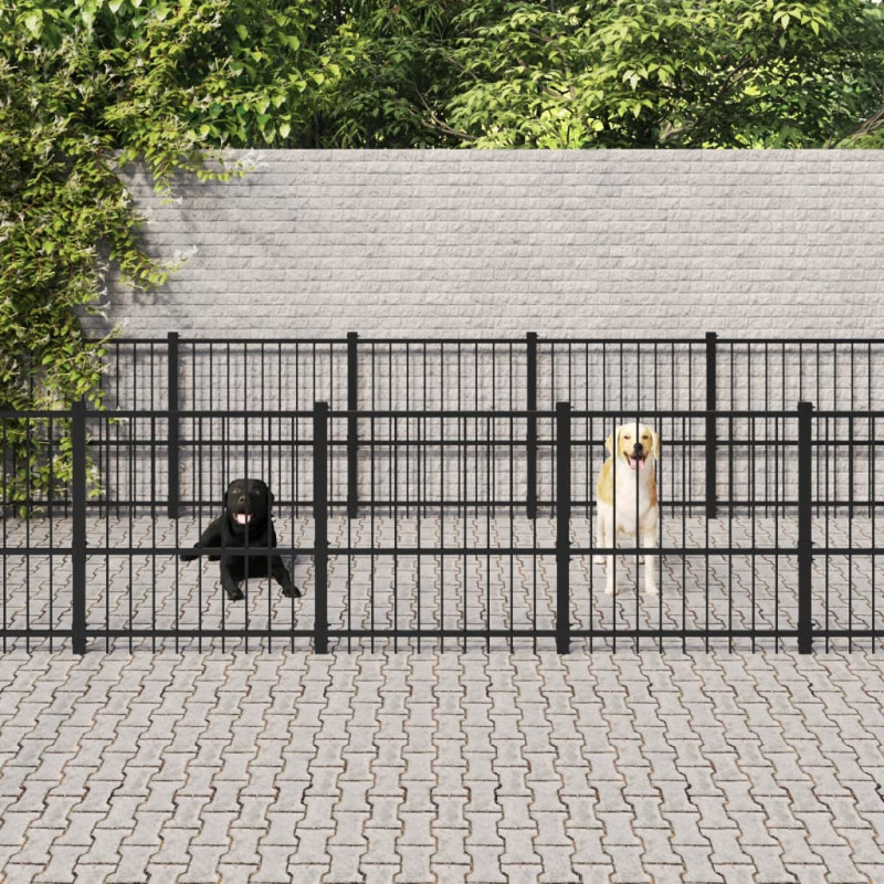 Produktbild för Hundgård för utomhusbruk stål 28,23 m²