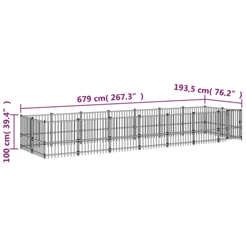 Produktbild för Hundgård för utomhusbruk stål 13,14 m²