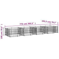 Produktbild för Hundgård för utomhusbruk stål 15,02 m²