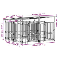 Produktbild för Hundgård för utomhusbruk med tak stål 3,75 m²