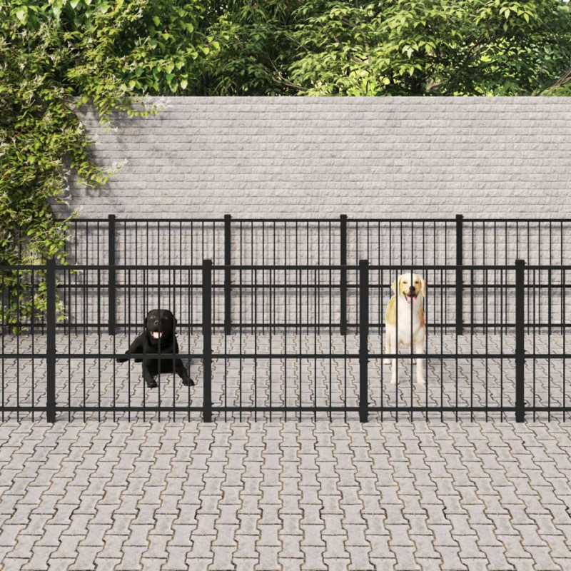 Produktbild för Hundgård för utomhusbruk stål 25,4 m²