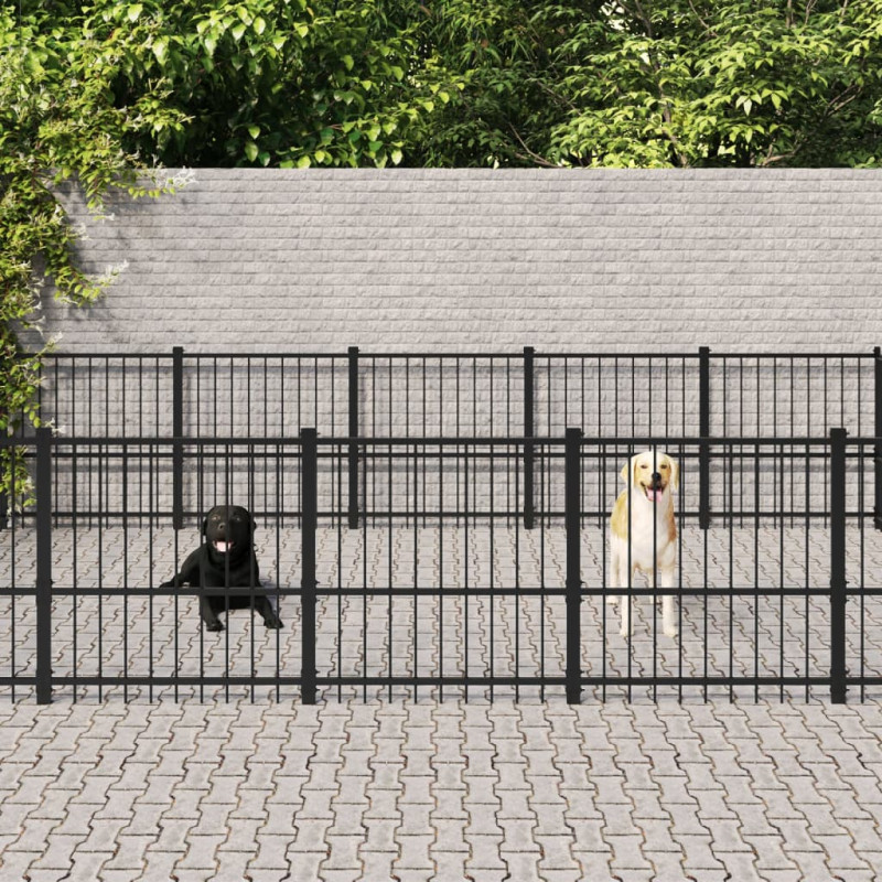 Produktbild för Hundgård för utomhusbruk stål 26,35 m²