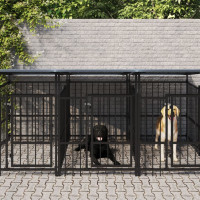 Produktbild för Hundgård för utomhusbruk med tak stål 5,63 m²