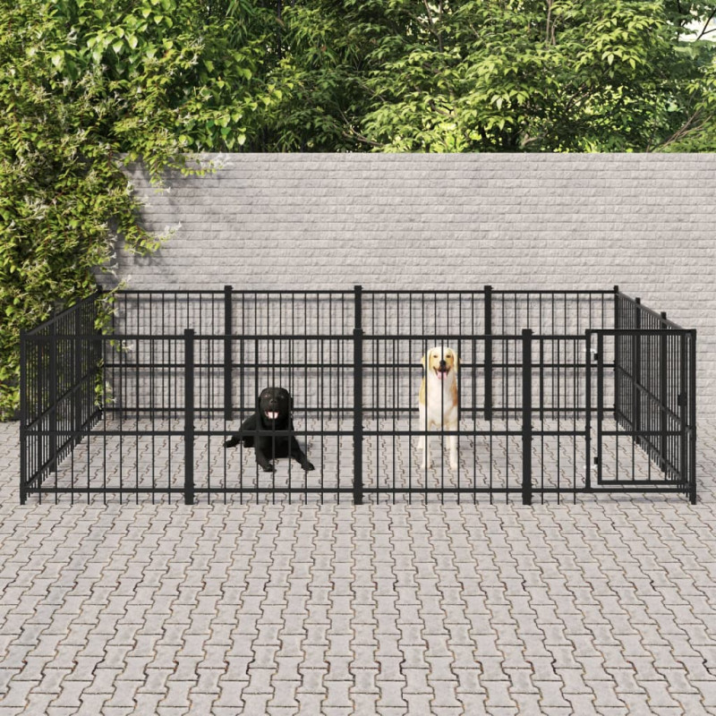 Produktbild för Hundgård för utomhusbruk stål 11,58 m²