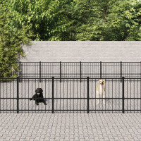 Produktbild för Hundgård för utomhusbruk stål 46,1 m²