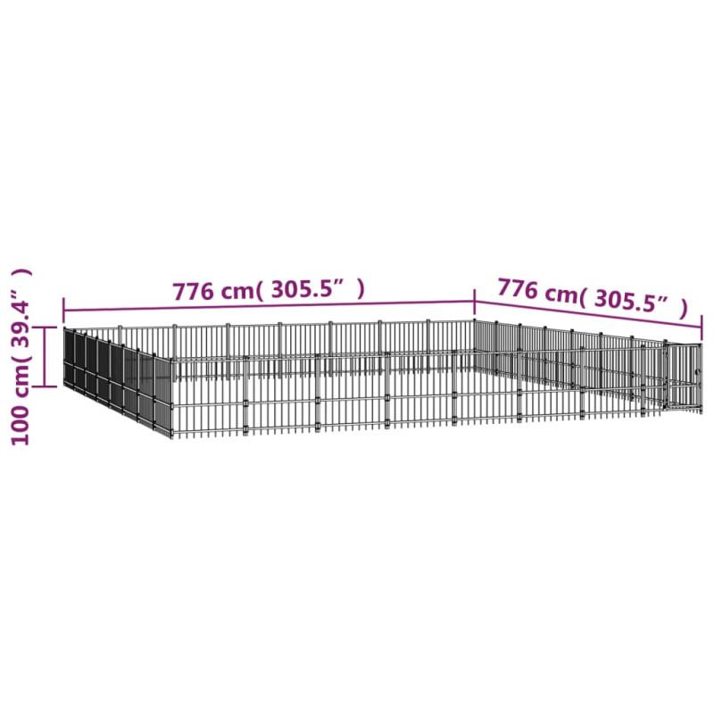 Produktbild för Hundgård för utomhusbruk stål 60,22 m²