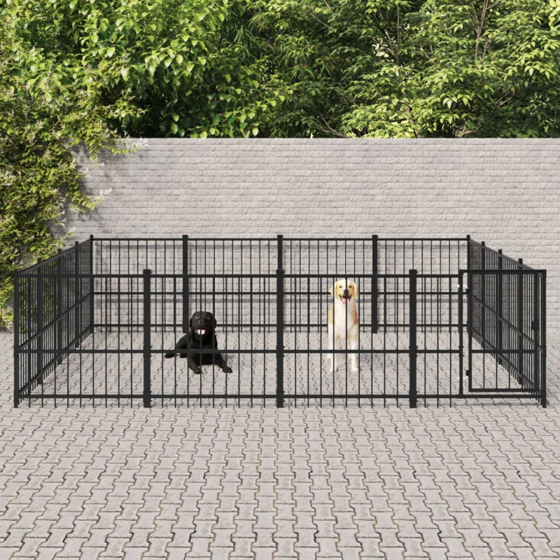 Produktbild för Hundgård för utomhusbruk stål 15,05 m²