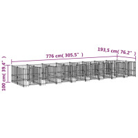 Produktbild för Hundgård för utomhusbruk stål 15,02 m²